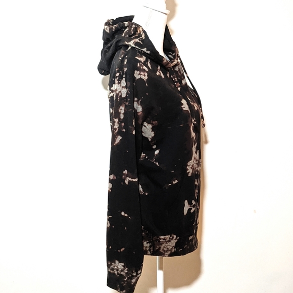 Black Reverse Tie Dye Zip Up Hoodie - Picture 3 of 3